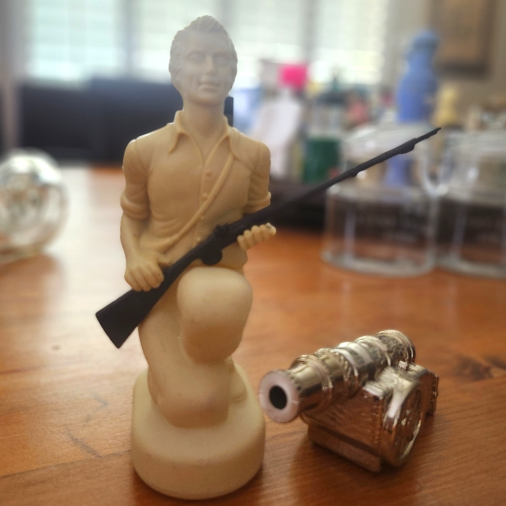 Vintage Avon Minuteman and Revolutionary Cannon Empty Glass Decanters